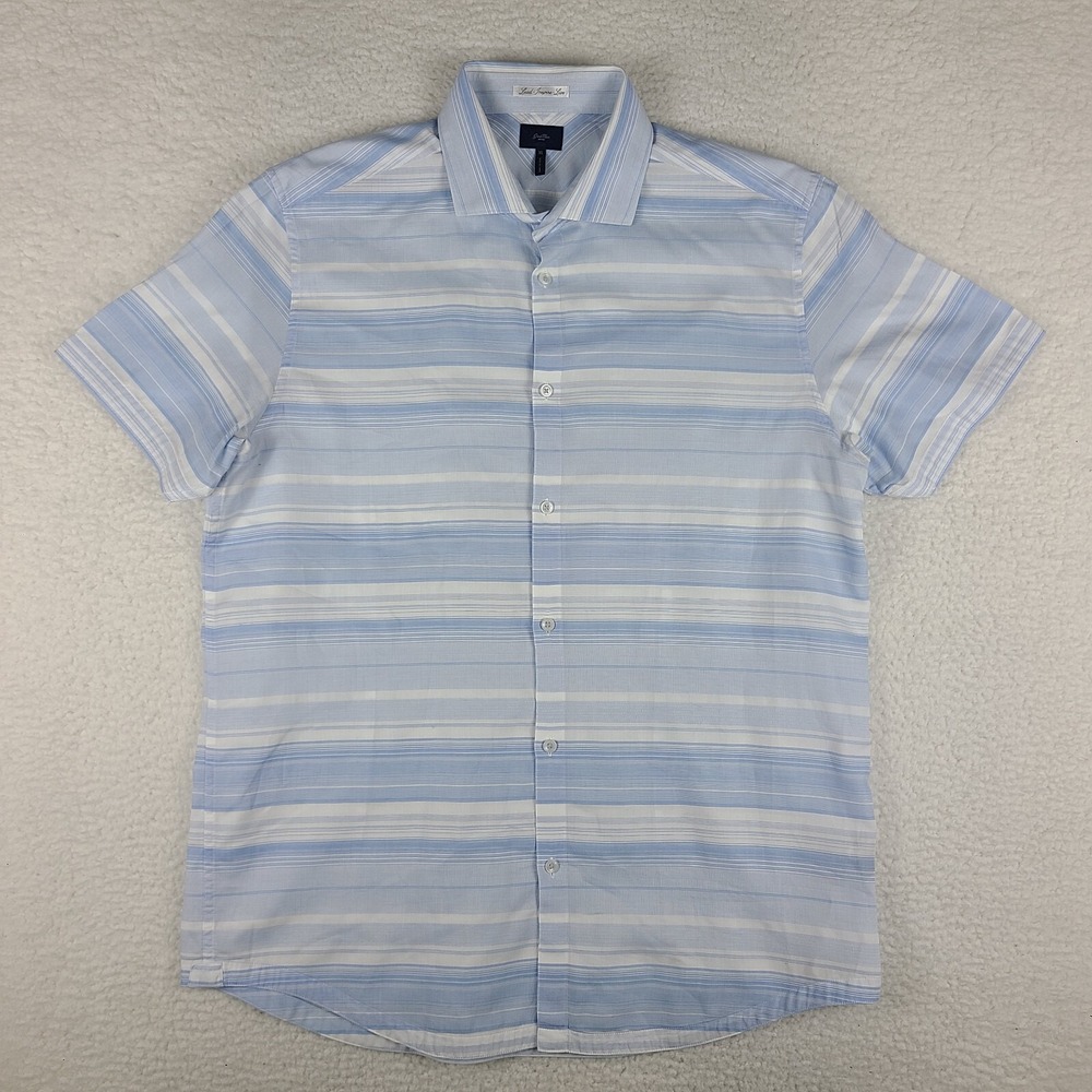 Goodman Dress Shirt Mens XL Blue White Striped Cotton‎ Button Up EC